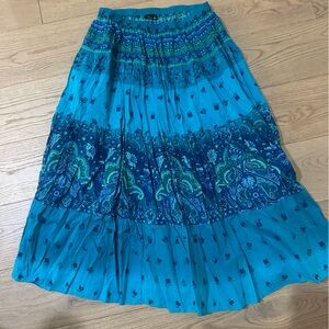Boho Tiered Turquoise Paisley Skirt